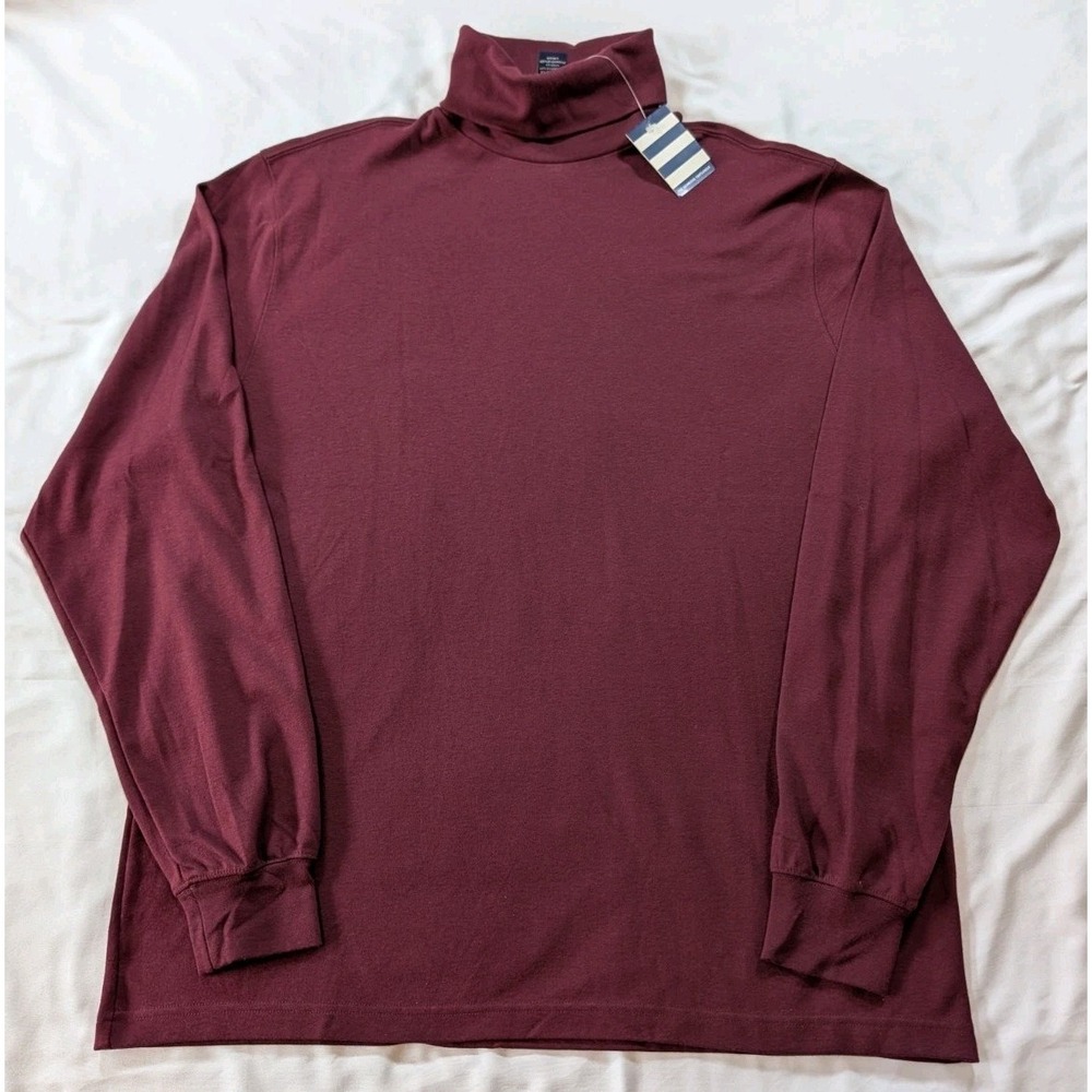 LANDS' END Seamless Turtleneck Sweater Men Large 42-44 Maroon Vintage‎ 90s NWT